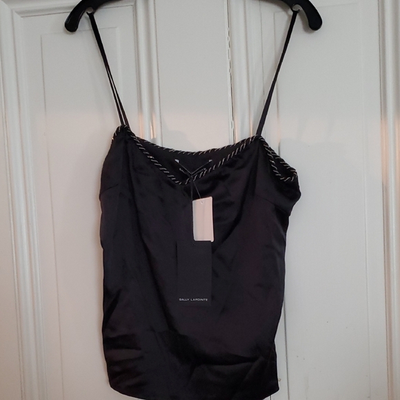 Nwt Sz 10 LaPointe Sleek Black Trimmed Cami Top - Picture 1 of 5